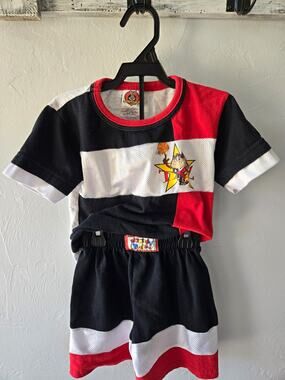 Vintage 1997 Looney Tunes Taz Basketball Shirt Shorts Set Kids 4/5 Warner Bros